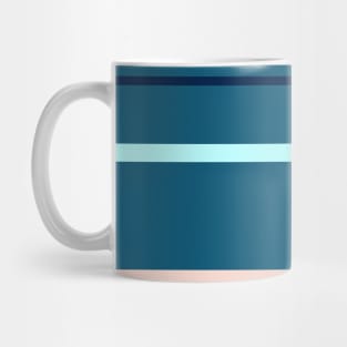 A world-class admixture of Oxford Blue, Deep Sea Blue, Sea, Pale Cyan and Champagne Pink stripes. Mug